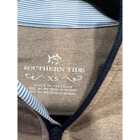 Southern Tide NWT Quarter Zip Shirt Women's Size XS extra Small Gray Blue Trim - Picture 6 of 9